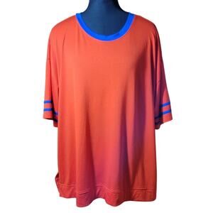 Flirtitude Active Womens T Shirt XXL Red Blue Ringer Neck Stripes athleisure